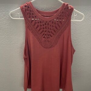 Women's Sleeveless Crochet Top - Coral